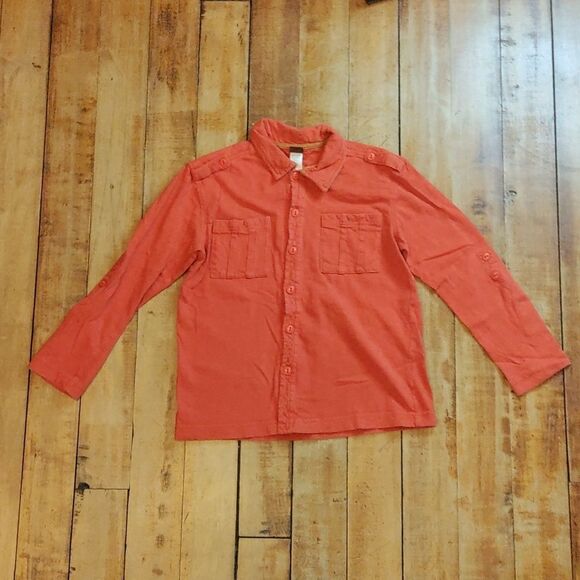 Tea Collection Shirt 7 Orange Cotton Boho Spring Long Sleeve Lightweight Unisex - Picture 1 of 9